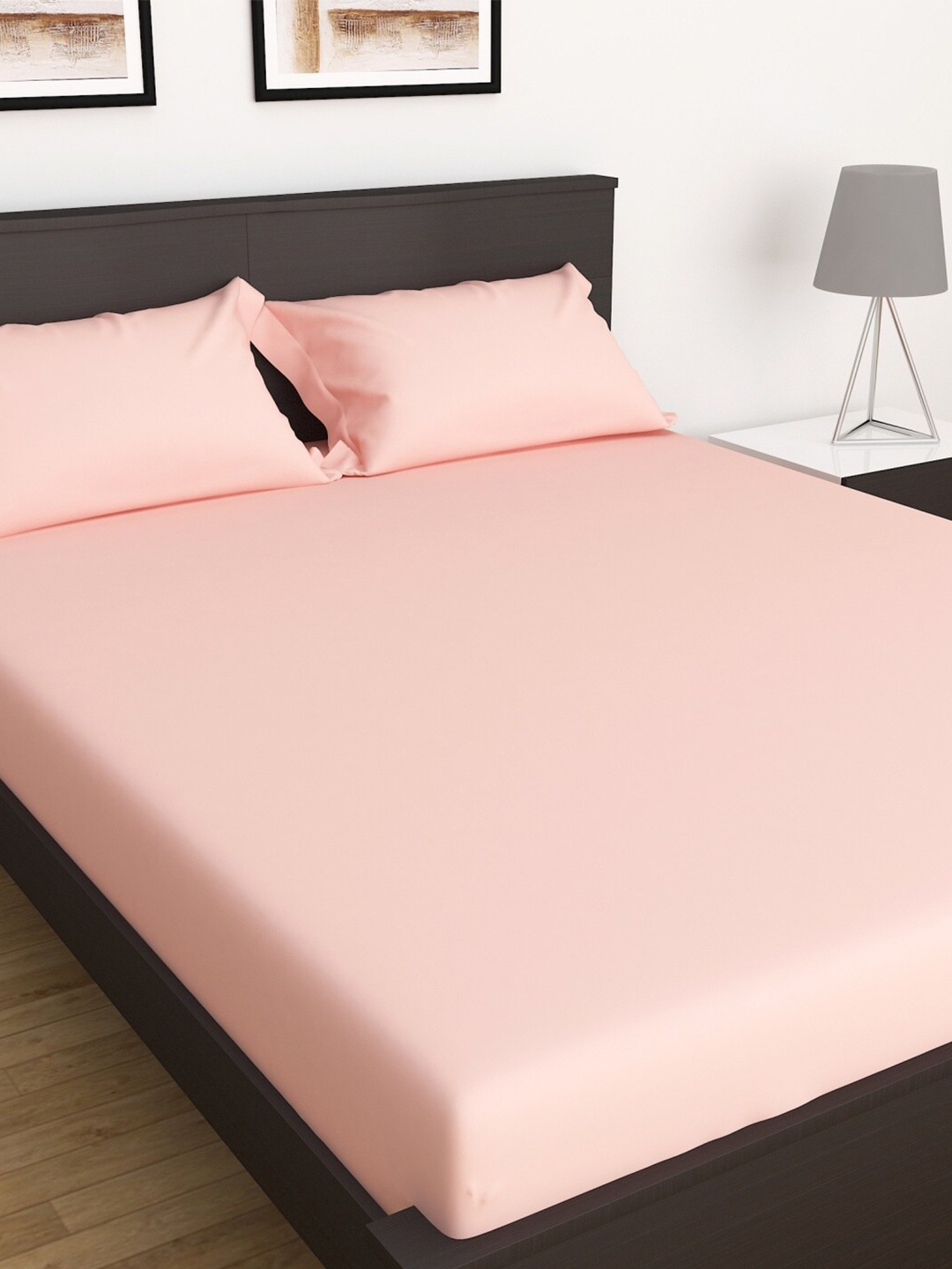 

Home Centre Colour Connect 3 Piece Solid Double Bedsheet Set, Pink
