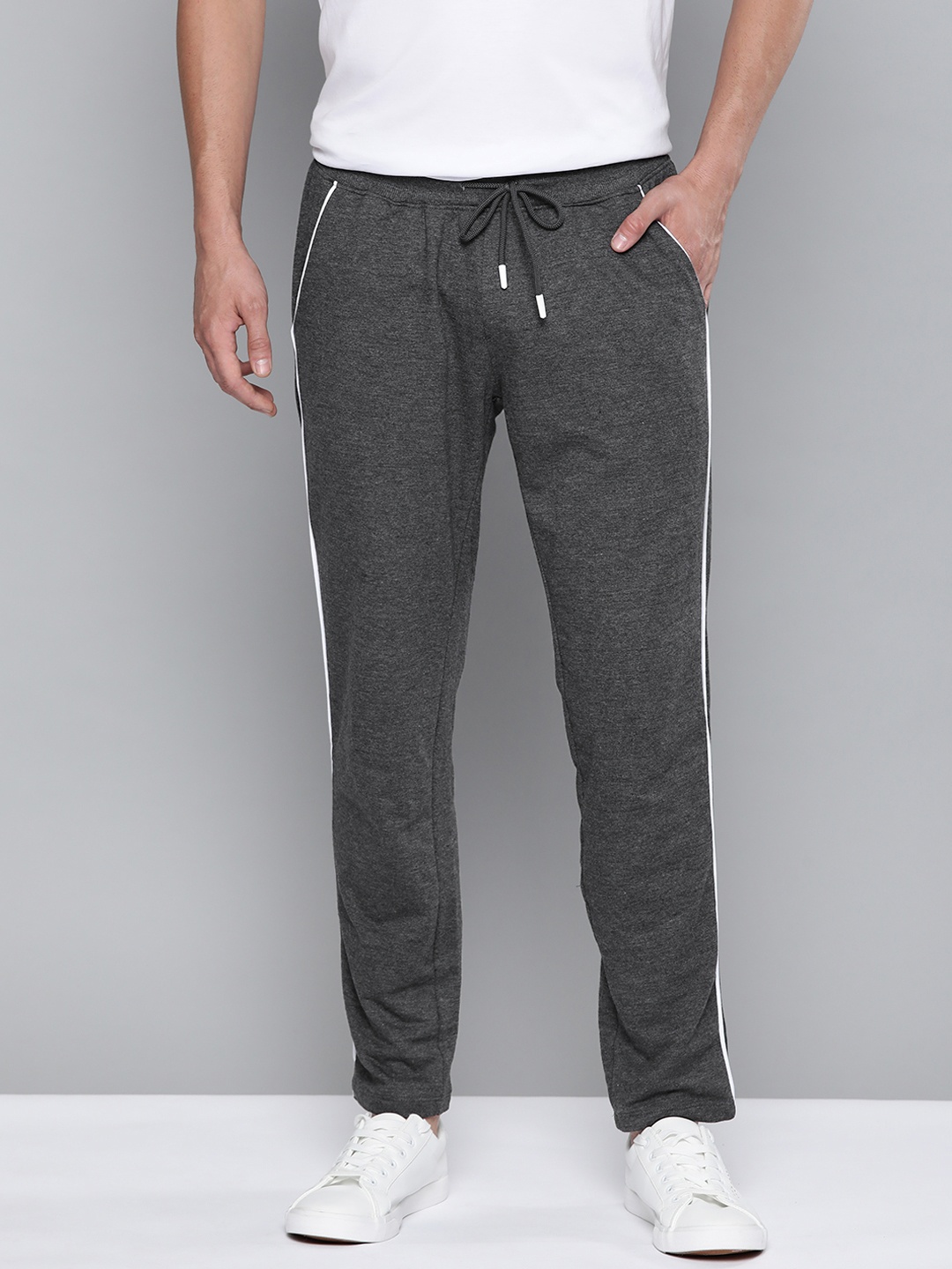 

Mast & Harbour Men Charcoal Grey Solid Track Pants