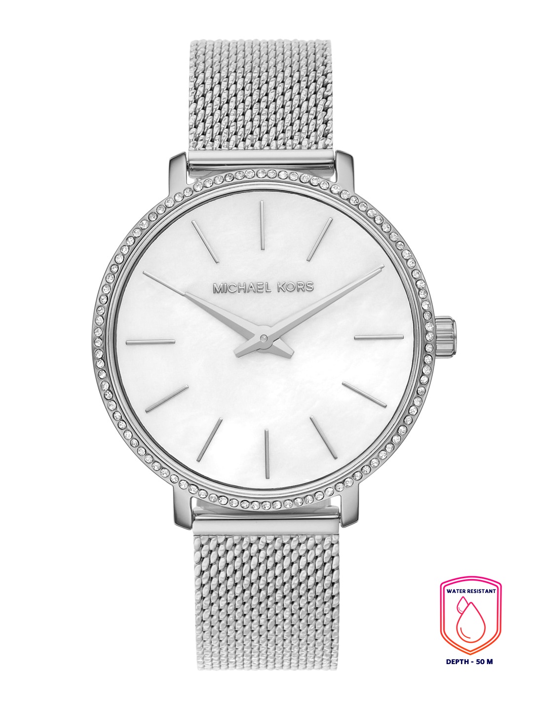 

Michael Kors Women White Dial & Silver Toned Stainless Steel Straps Analogue Watch MK4618