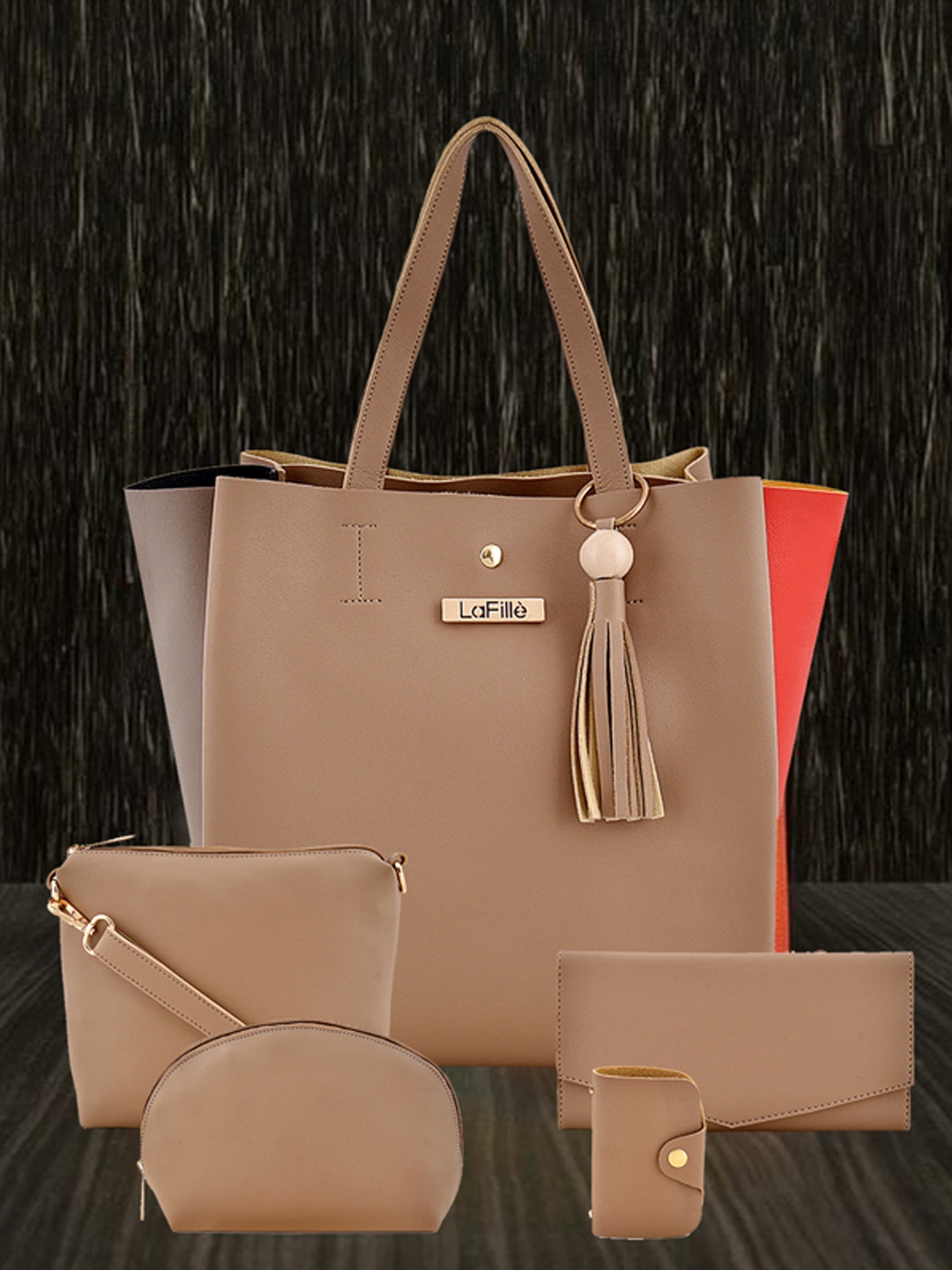 

LaFille Beige Solid Shoulder Bag