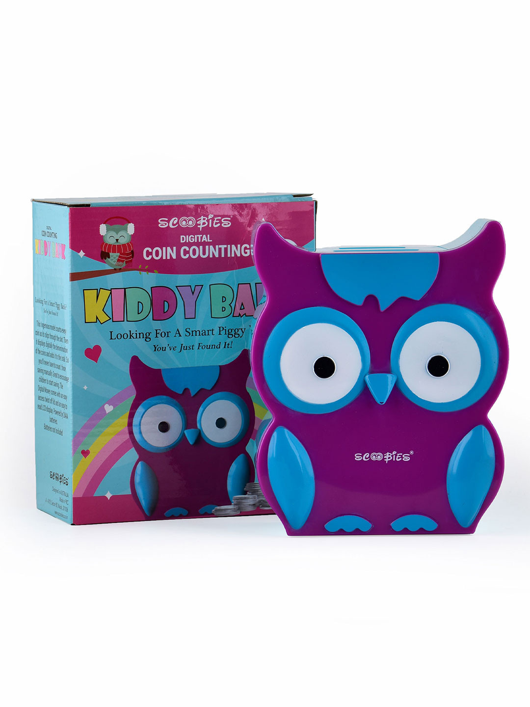 

SCOOBIES Unisex Kids Purple & Blue Owl Piggy Bank