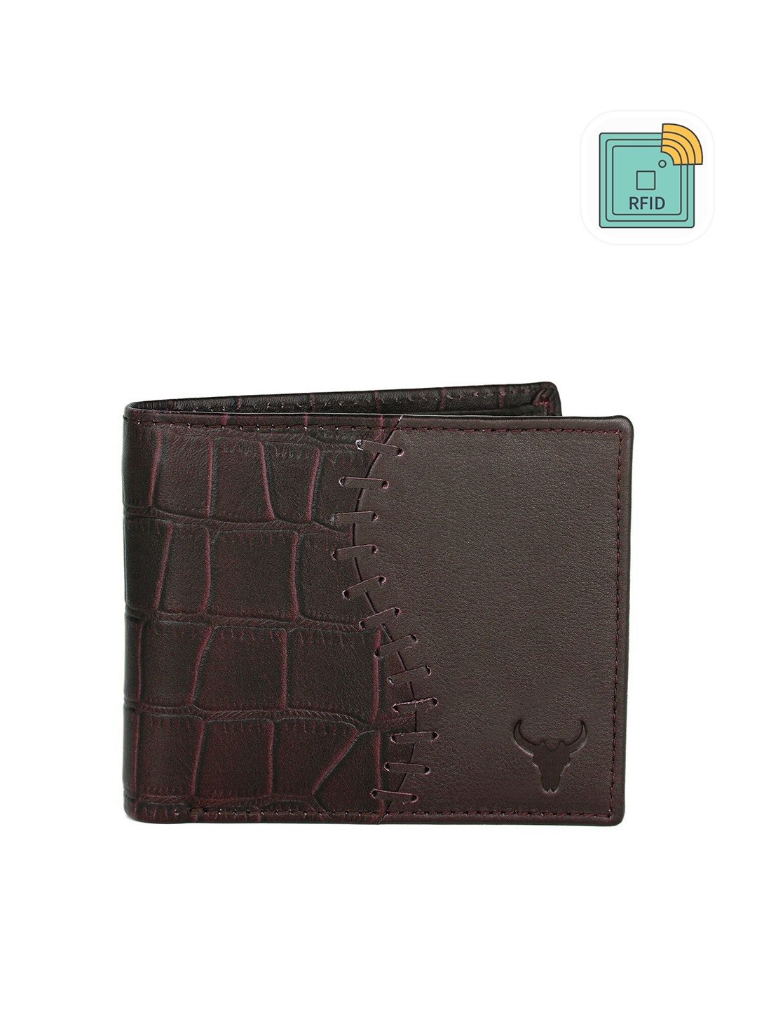 

NAPA HIDE Men Maroon Textured Leather Two Fold Wallet with RFID