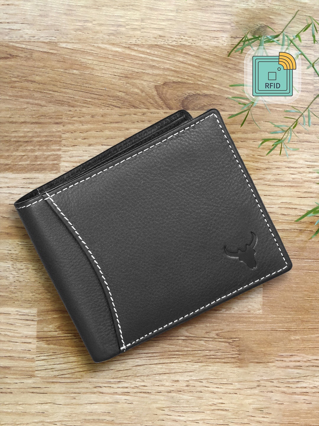 

NAPA HIDE Men Black Solid Leather Two Fold Wallet with RFID