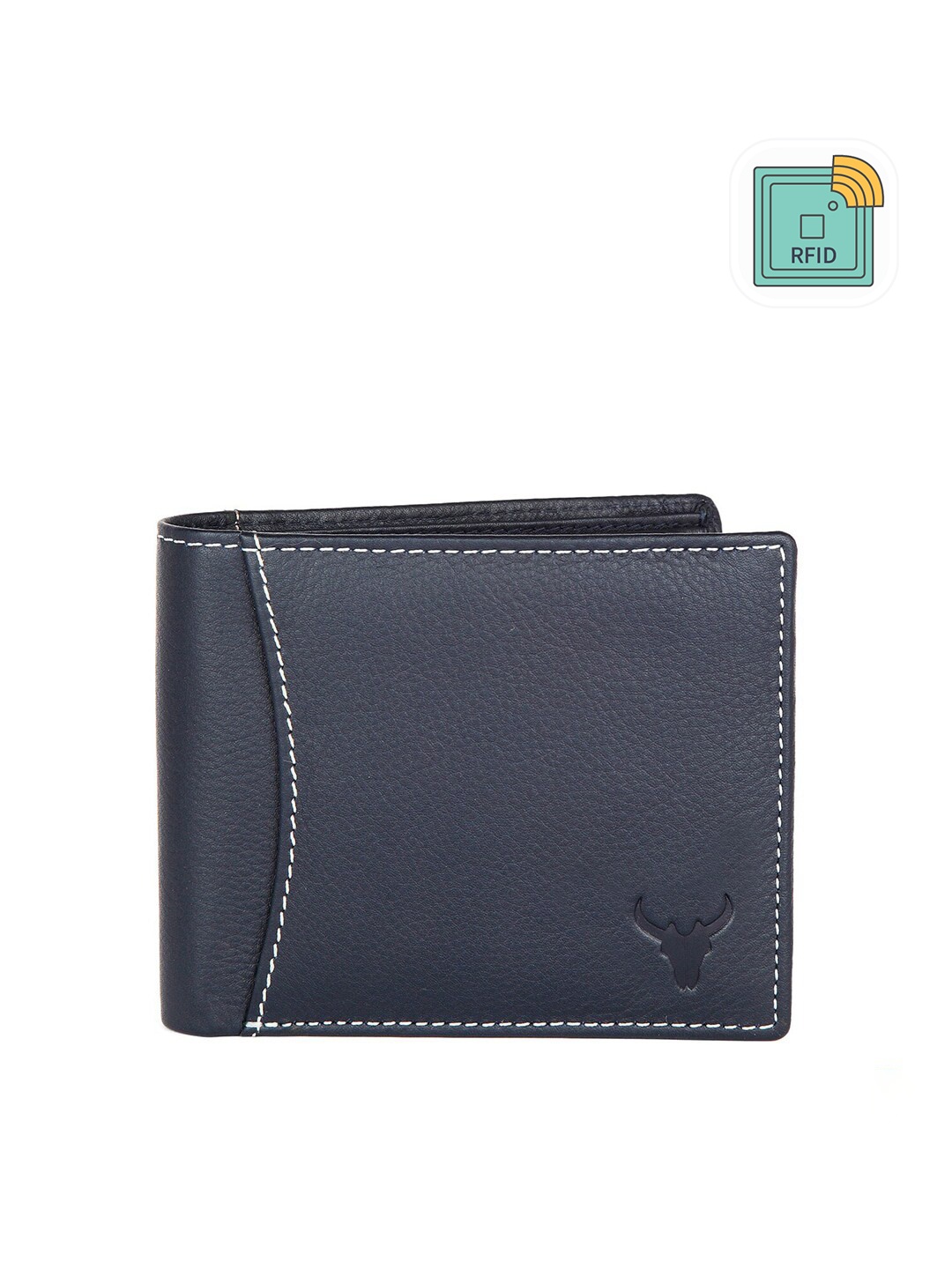 

NAPA HIDE Men Blue Solid Leather Two Fold Wallet with RFID