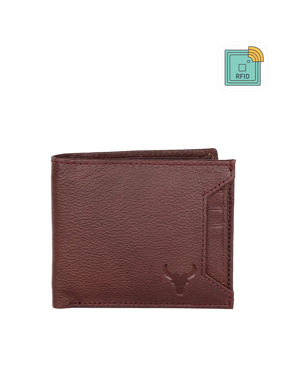 

NAPA HIDE Men Maroon Solid Leather Two Fold Wallet with RFID