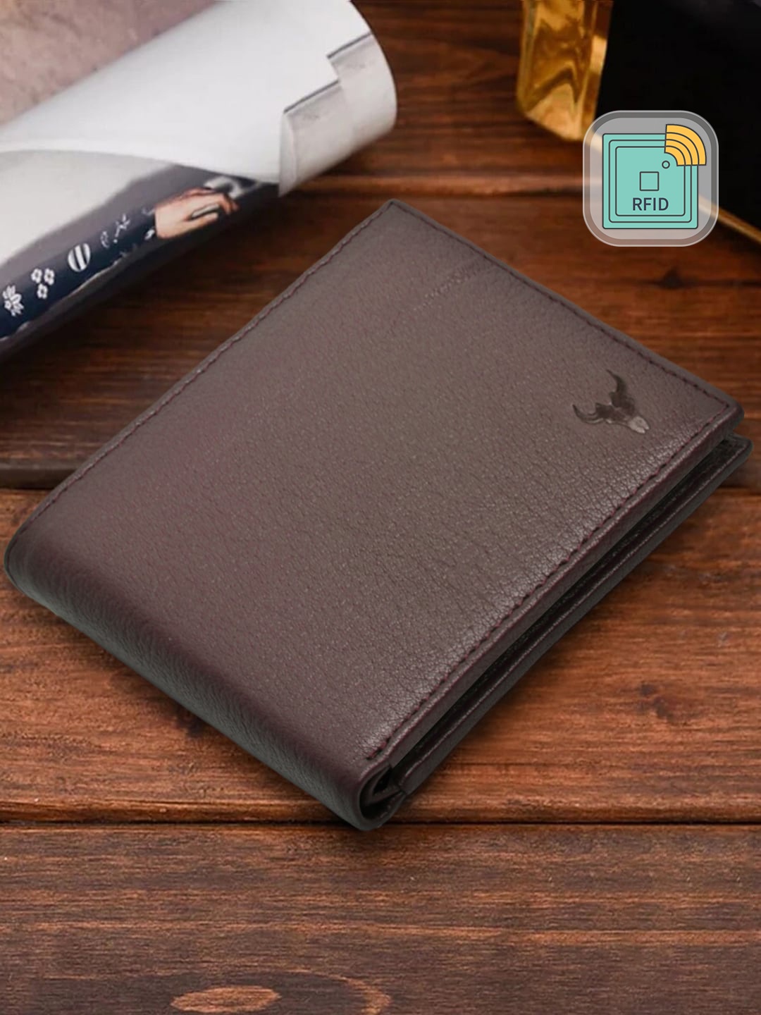 

NAPA HIDE Men Brown Solid Leather Two Fold Wallet with RFID