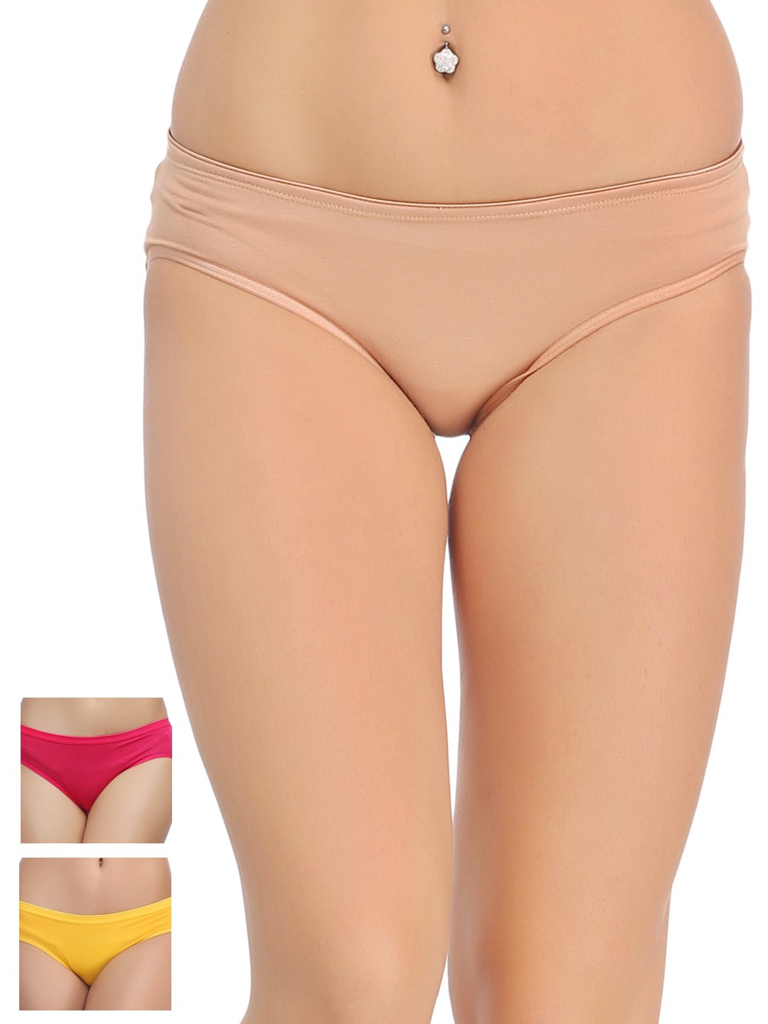 

Clovia Women Pack of 3 Low-Rise Bikini Briefs PNC680C30, Pink