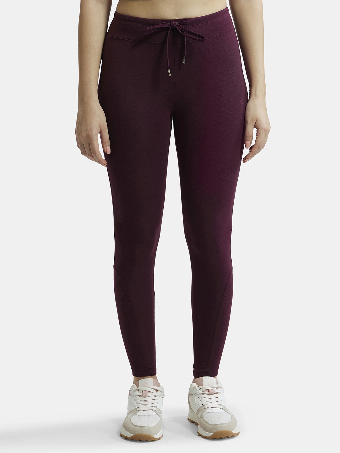 

Jockey Super Combed Cotton Stretch Yoga Pants with Side Zipper Pocket-AA01, Burgundy