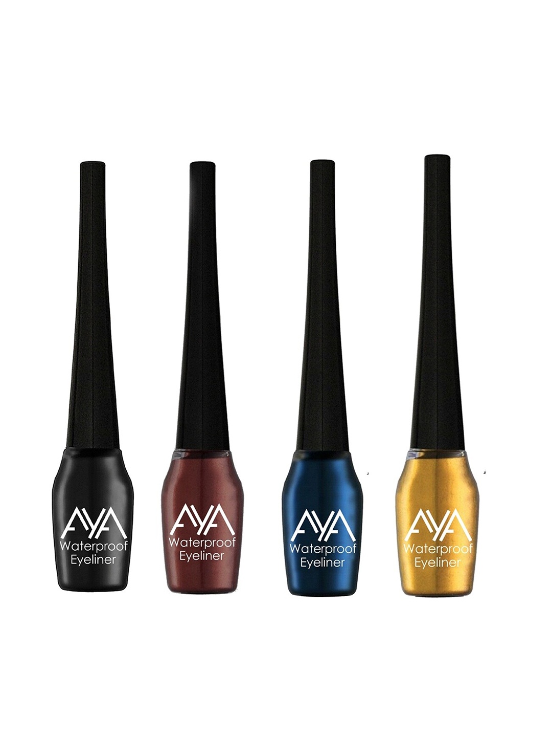 

AYA Set of 4 Waterproof Liquid Eyeliner - Black, Blue, Brown, Golden, Multi