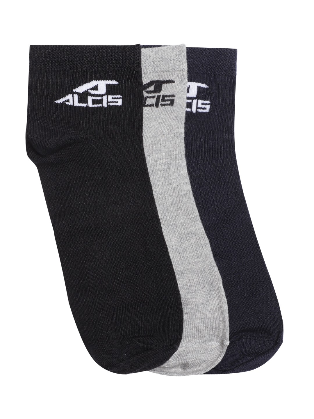 

Alcis Men Set of 3 Solid Ankle-Length Socks, Black