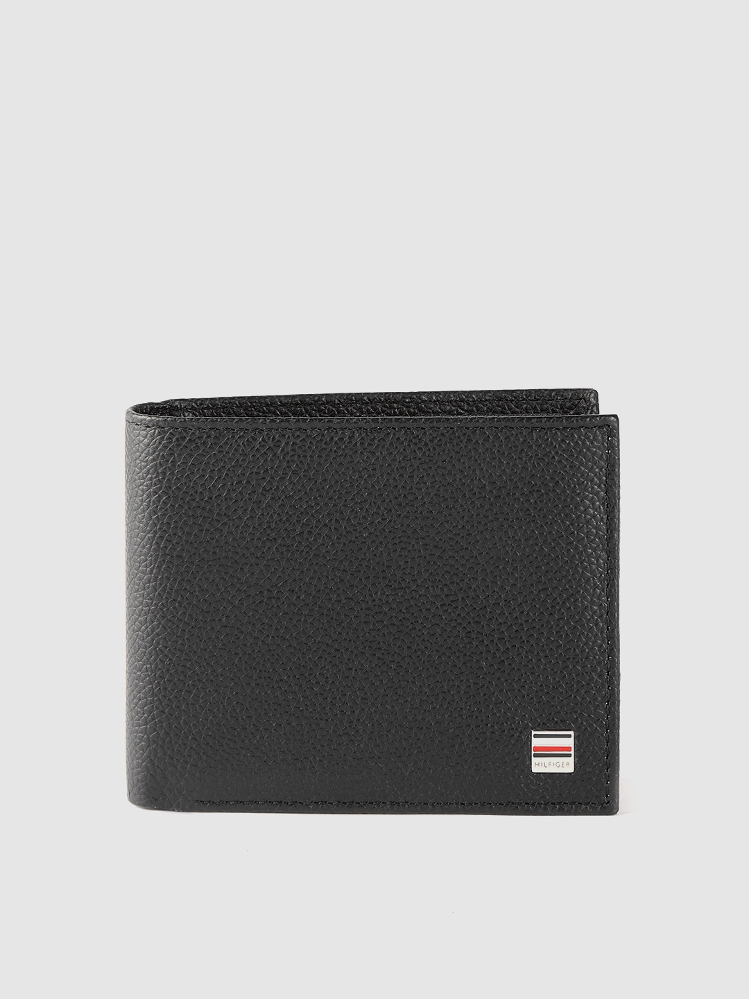 

Tommy Hilfiger Men Black Solid Leather Two Fold Wallet