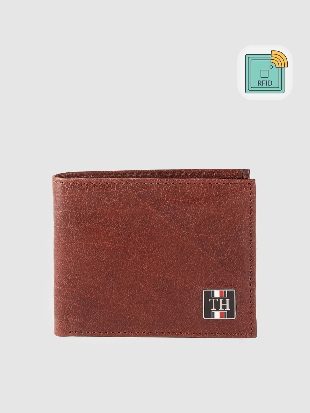 

Tommy Hilfiger Men Brown Solid Leather Two Fold Wallet with RFID