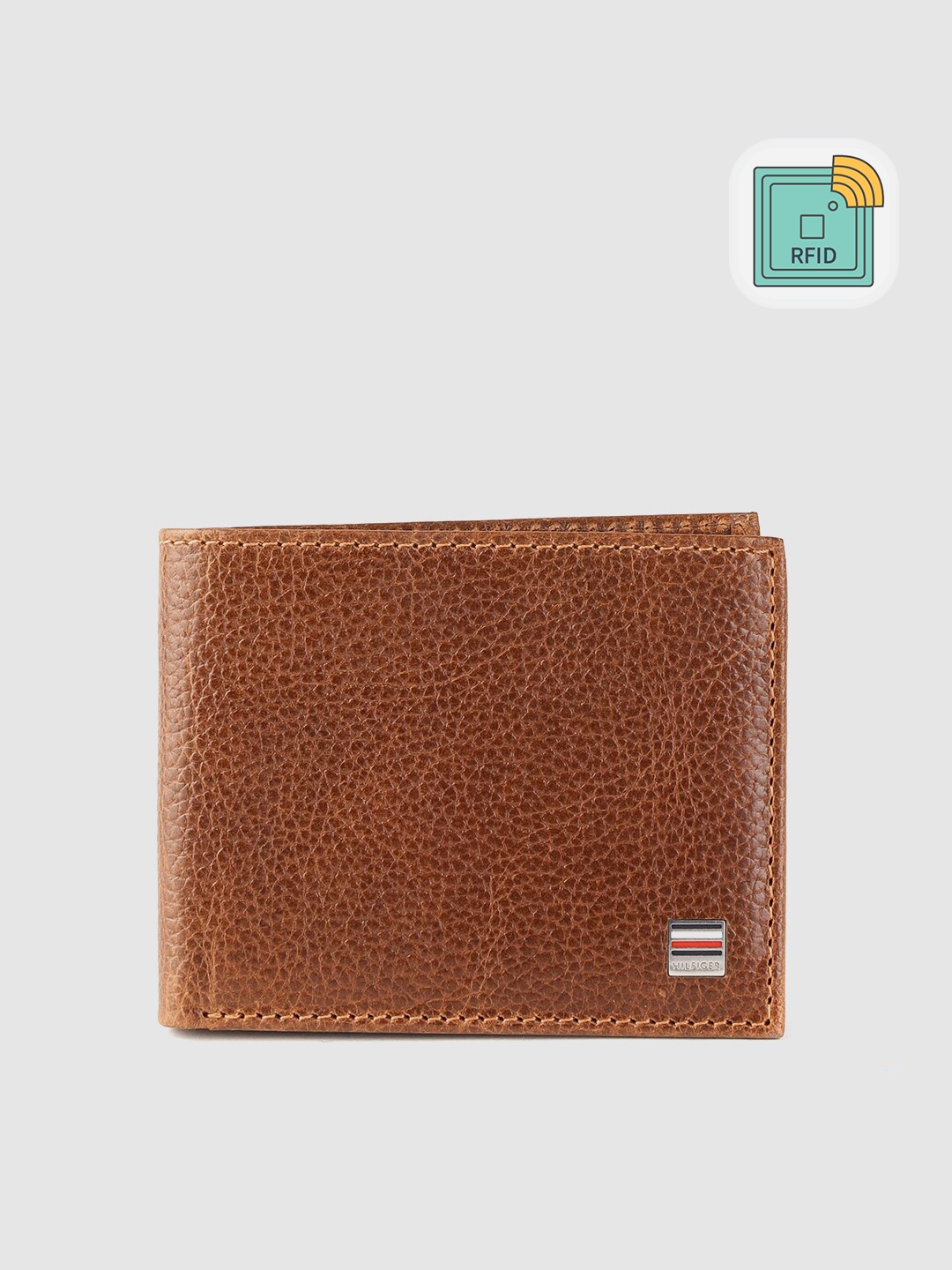 

Tommy Hilfiger Men Brown Solid Leather Two Fold Wallet with RFID