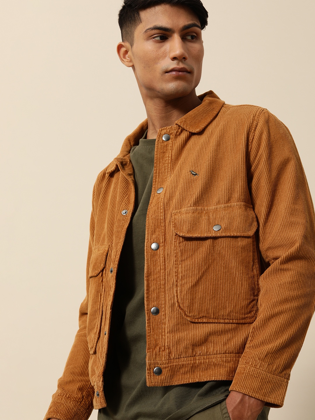 

Mr Bowerbird Men Garment Dyed Updated corduroy Trucker, Brown