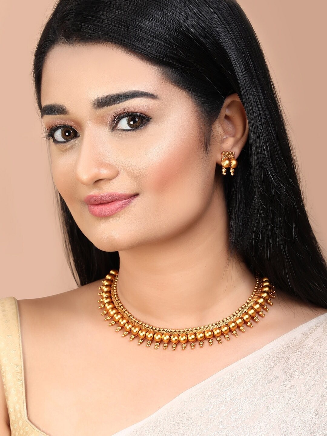 

Rubans Gold-Plated Handcrafted Temple Jewellery Set