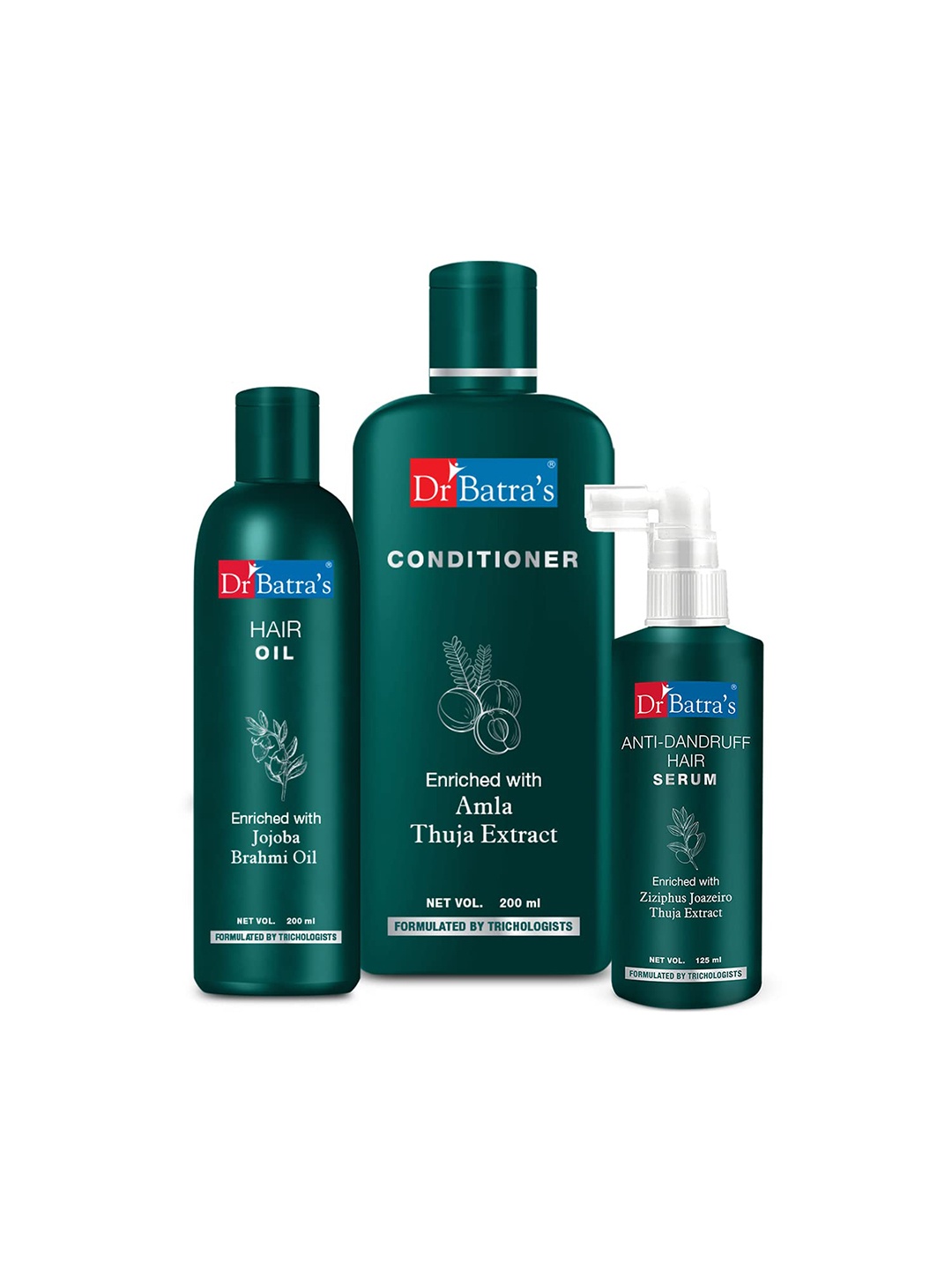 

Dr. Batras Anti Dandruff Hair Serum 125ml + Conditioner 200ml + Hair Oil 200ml, Brown