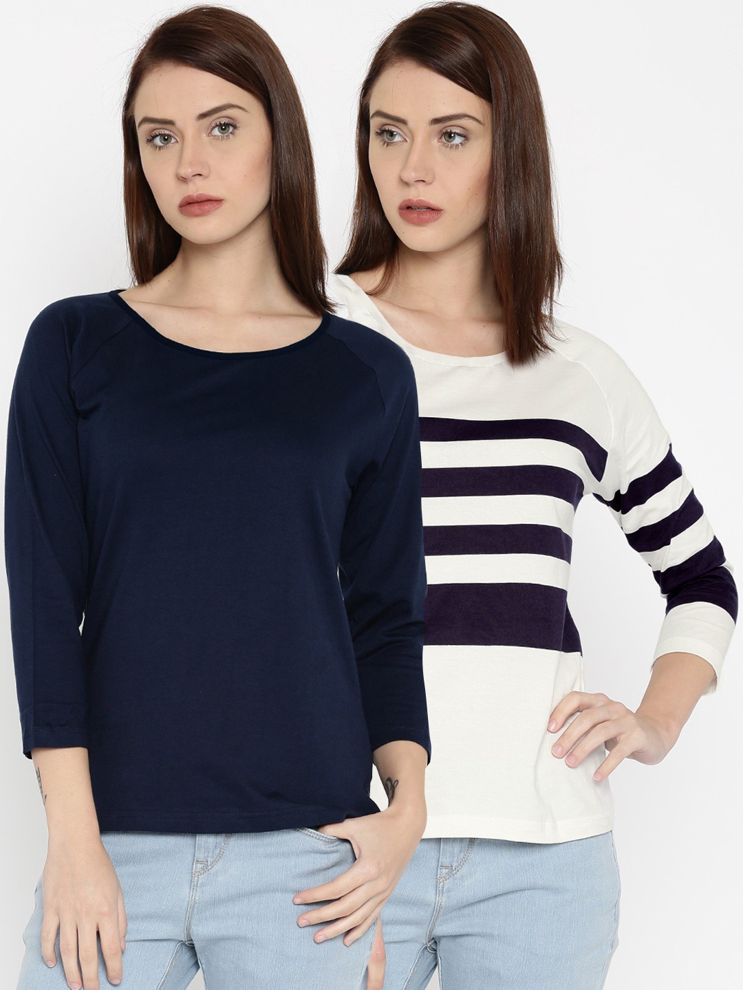 

Roadster Pack of 2 Pure Cotton T-shirts, Navy blue