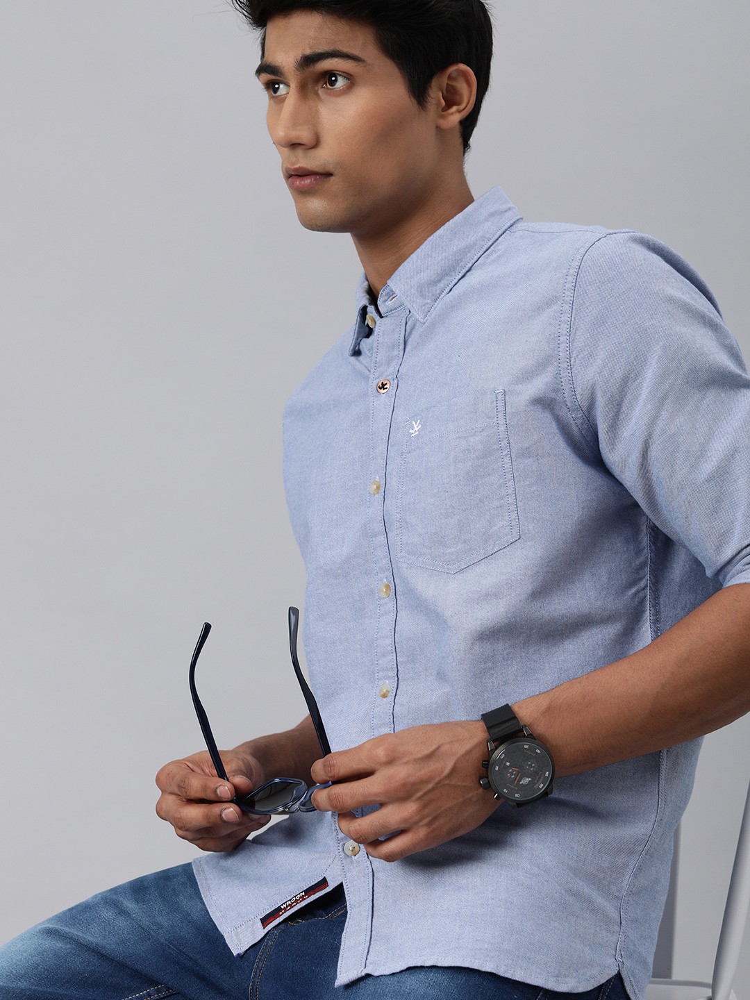 

WROGN Men Blue Slim Fit Casual Shirt