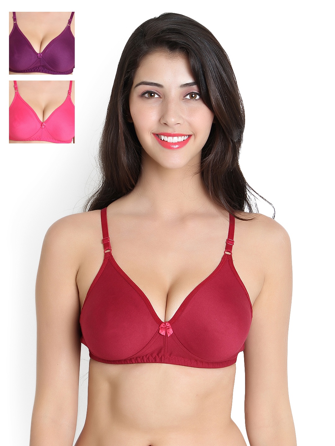 

Leading Lady Pack of 3 Full-Coverage Bras, Maroon