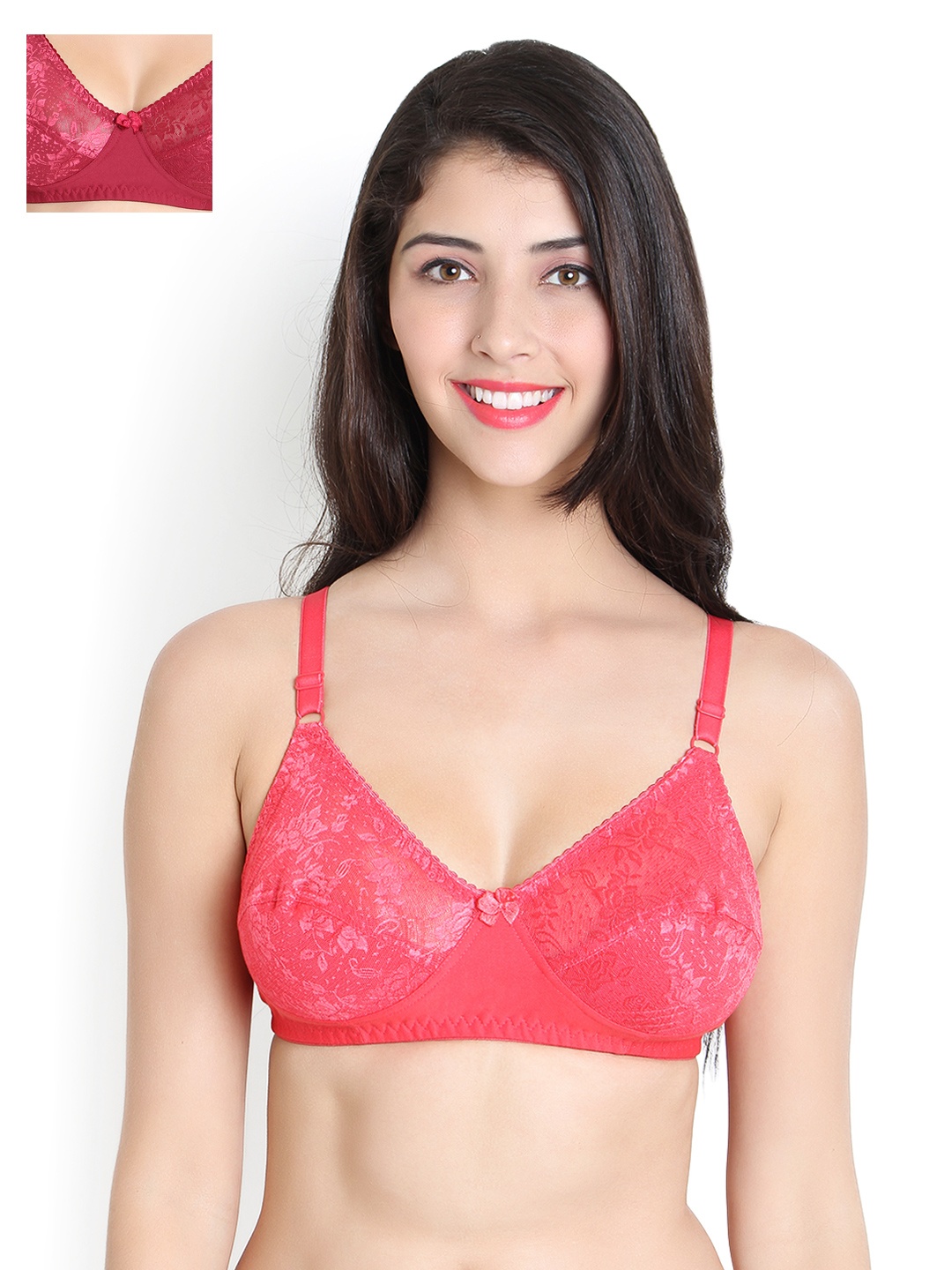 

Leading Lady Pack of 2 Full-Coverage Lace Bras, Maroon