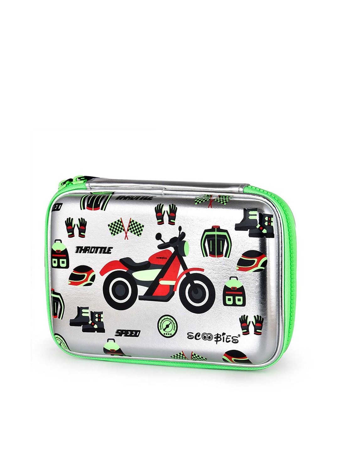 

SCOOBIES Silver-Toned & Green Scoo-Racing EVA Pencil Cases