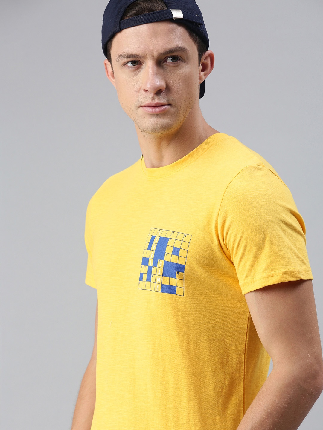 

WROGN Men Yellow Printed T-shirt