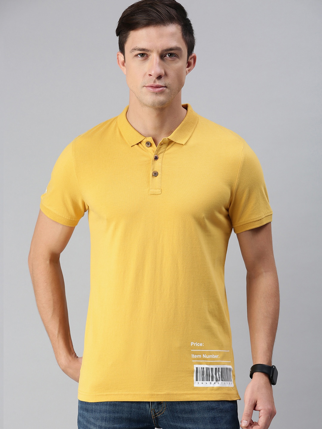 

WROGN Men Mustard Yellow Polo Collar T-shirt