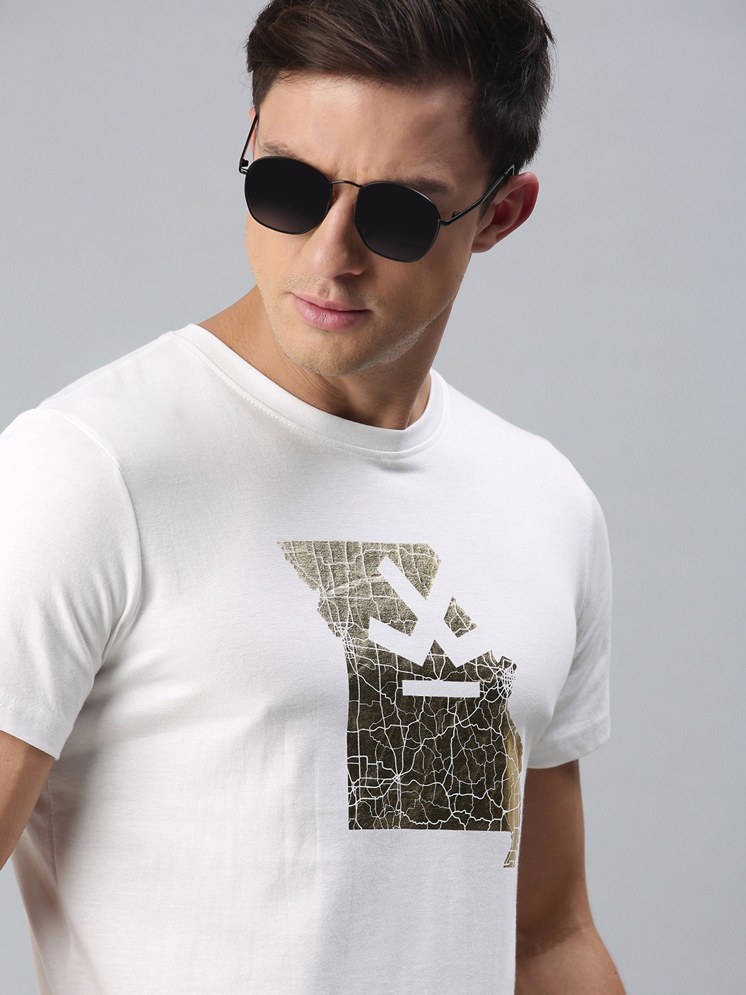 

WROGN Men White Brand Logo Printed T-shirt