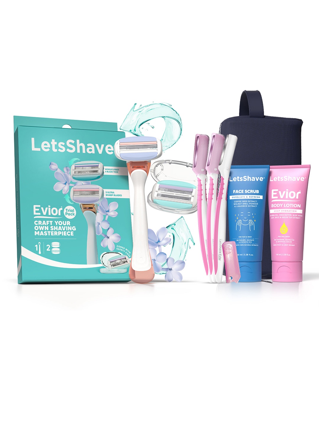 

LetsShave Women Evior 6 Combo Gift Set, Pink