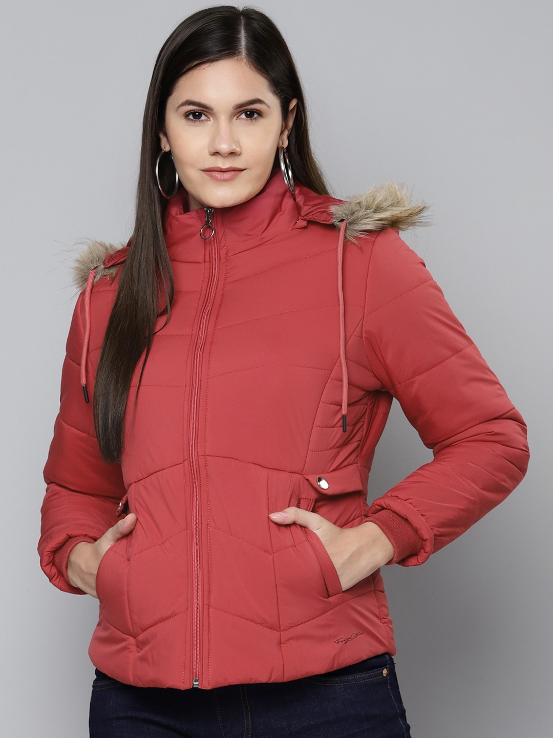 

Foreign Culture By Fort Collins Women Red Hooded Parka Jacket