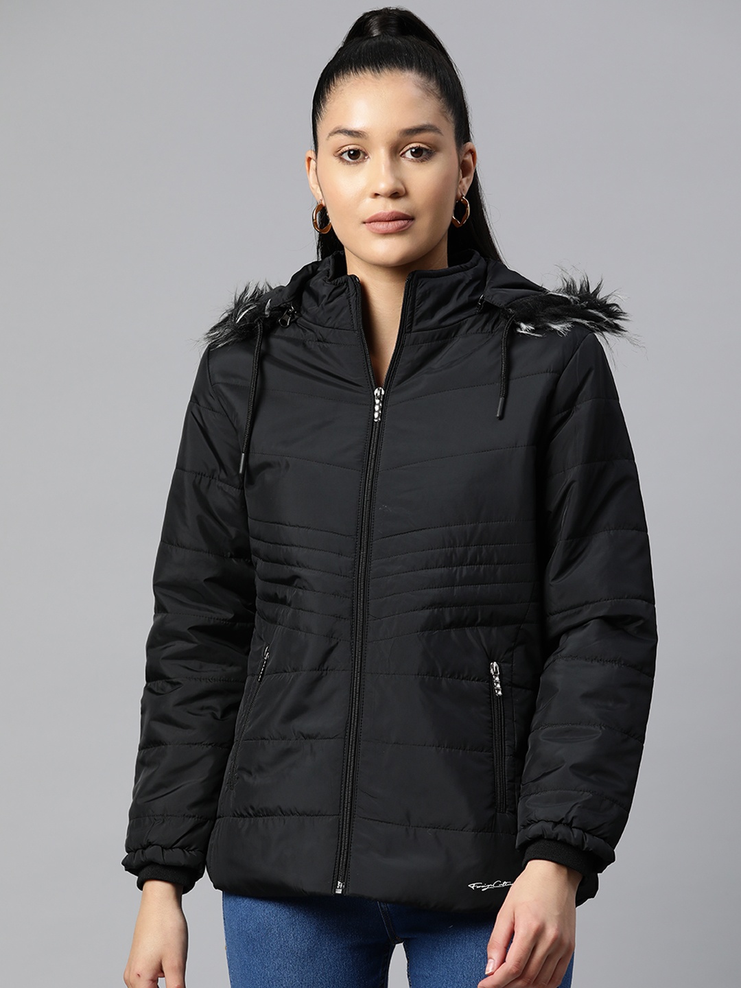 

Foreign Culture By Fort Collins Women Black Solid Parka Jacket