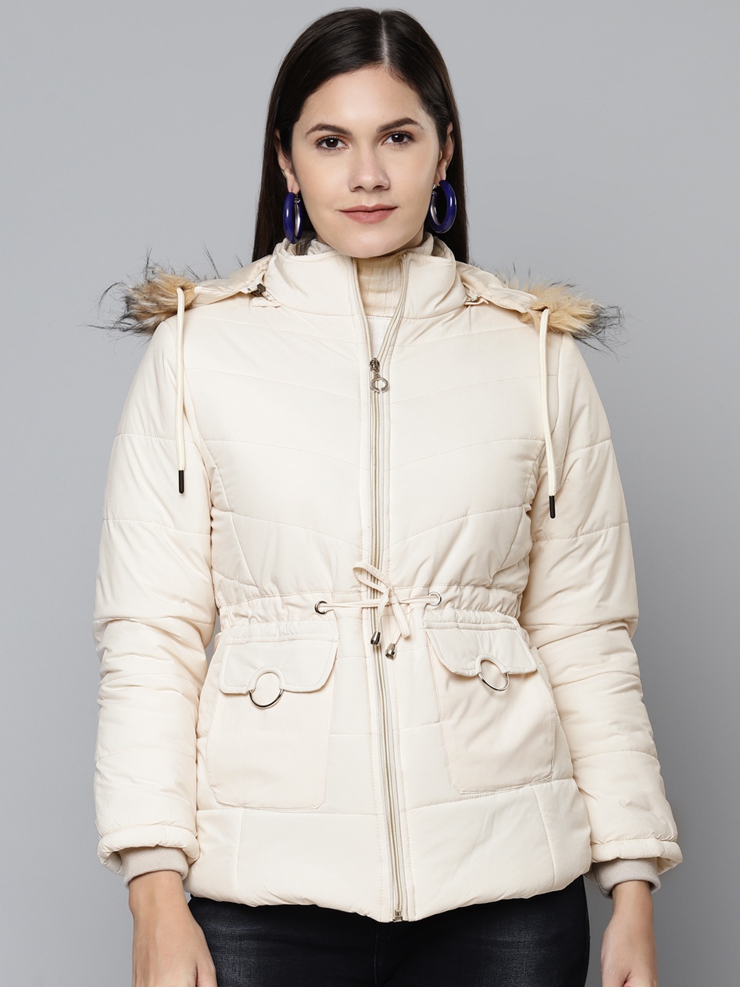 

Foreign Culture By Fort Collins Women Off White Hooded Parka Jacket
