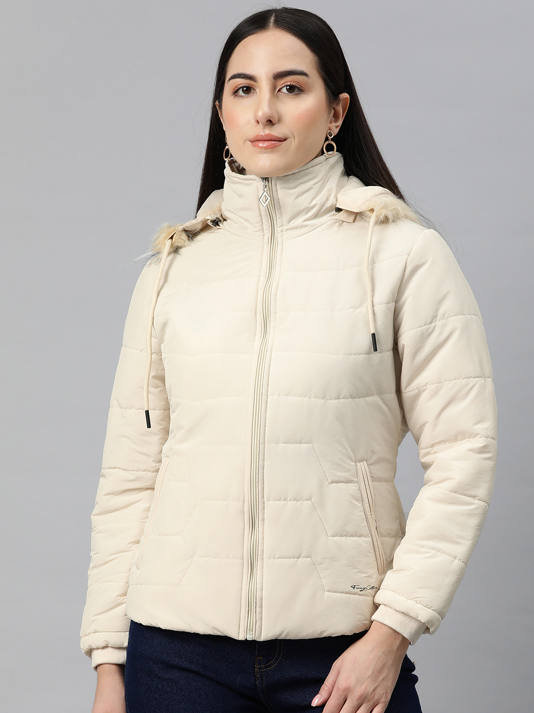 

Foreign Culture By Fort Collins Hooded Padded Jacket, Cream