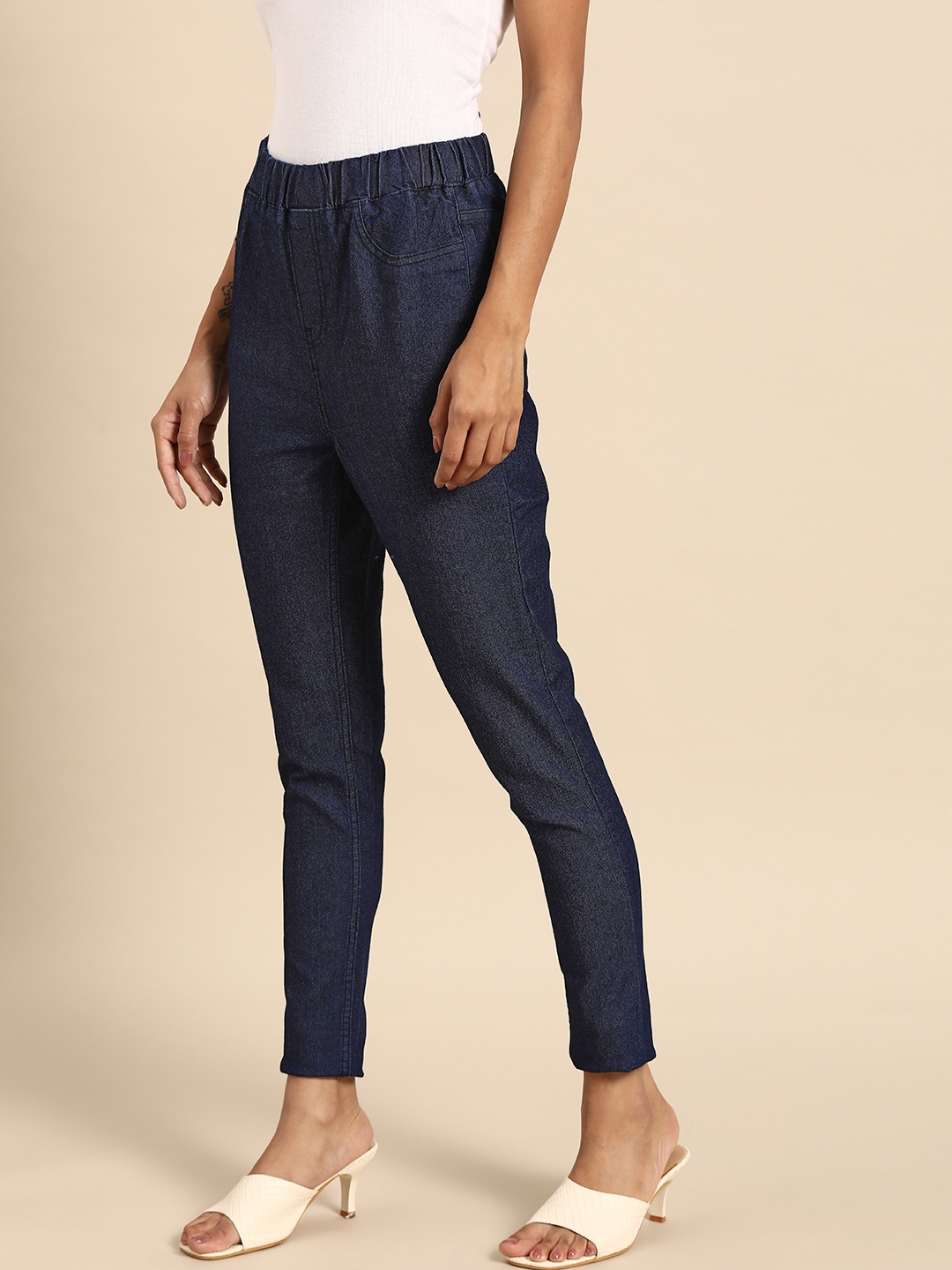 

all about you Women Navy Blue Skinny Fit Solid High-Rise Jeggings