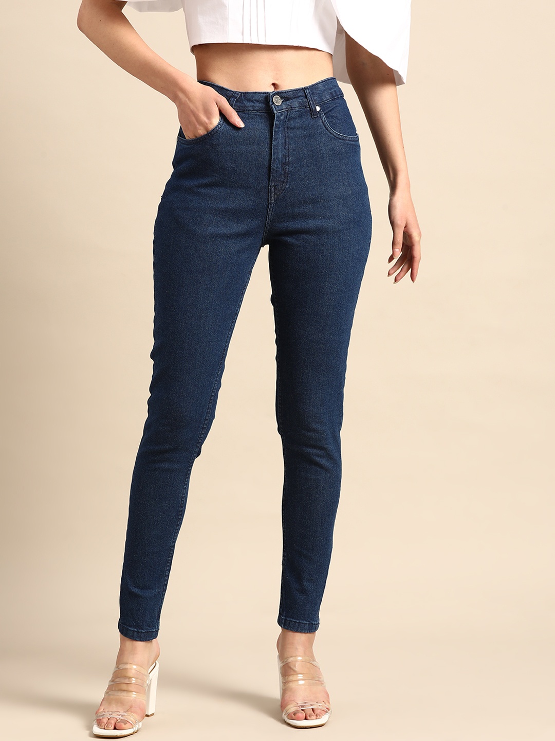 

all about you Women Navy Blue Skinny Fit High-Rise Stretchable Jeans