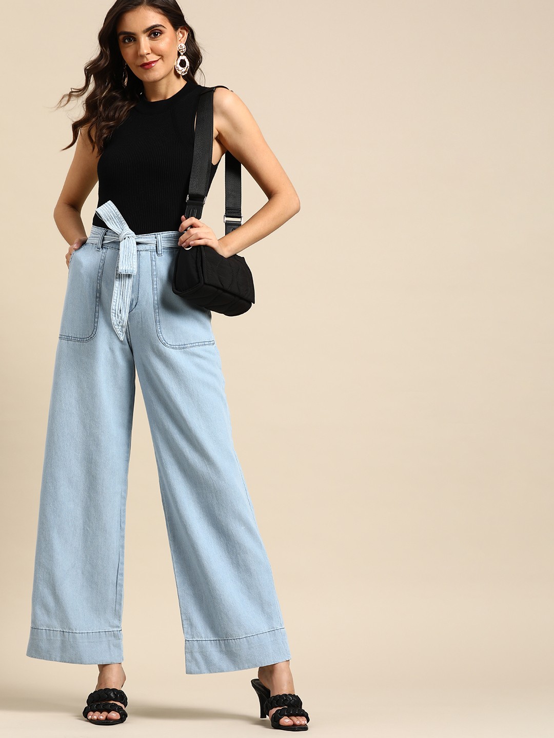 

all about you Women Blue Flared Fit High-Waist Pure Cotton Jeans