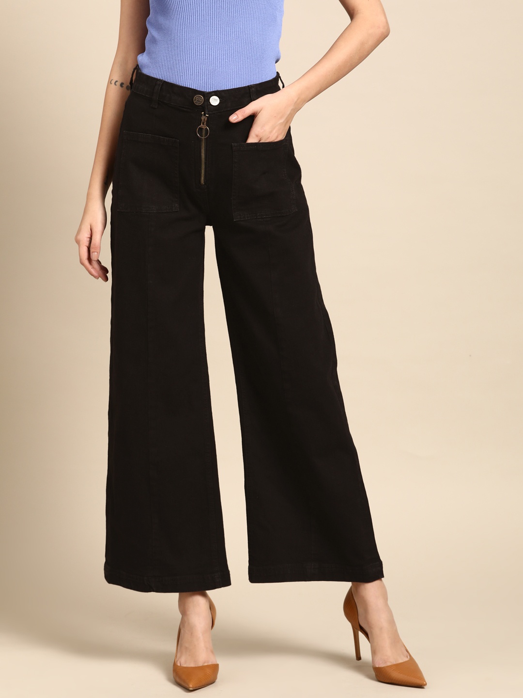 

all about you Women Black Flared High-Rise Stretchable Jeans