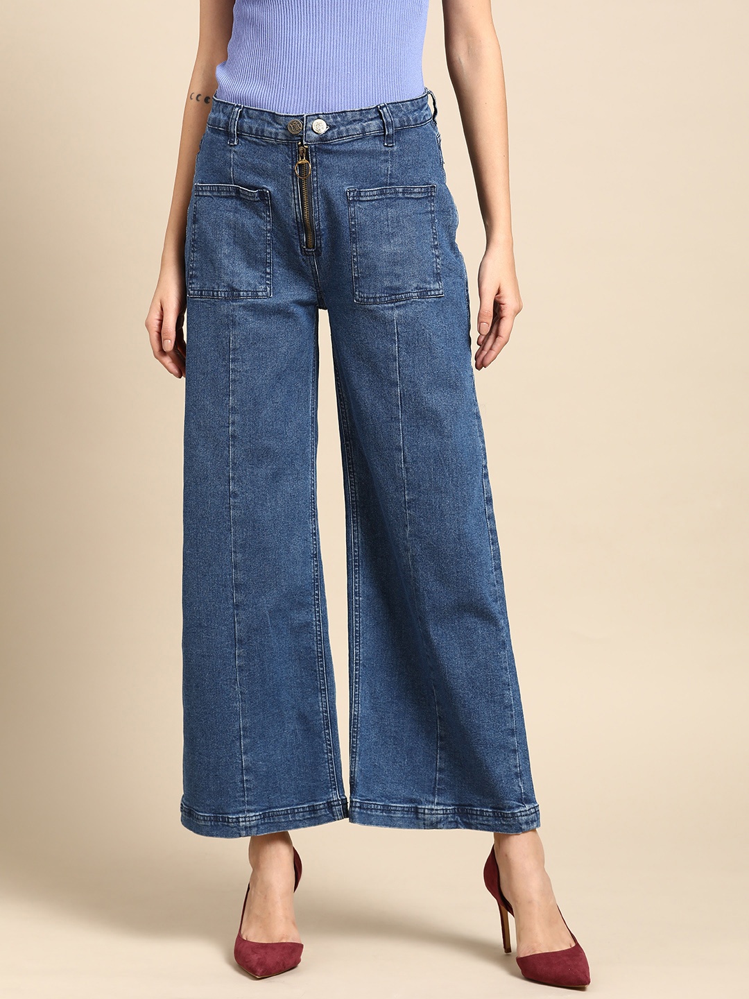 

all about you Women Blue Flared High-Rise Stretchable Jeans