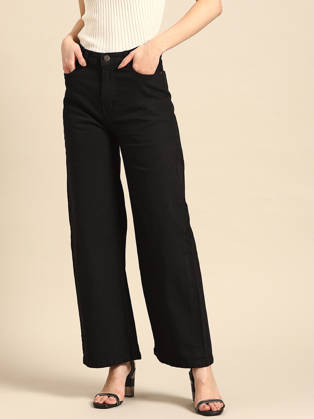 

all about you Women Black Flared High-Rise Stretchable Jeans
