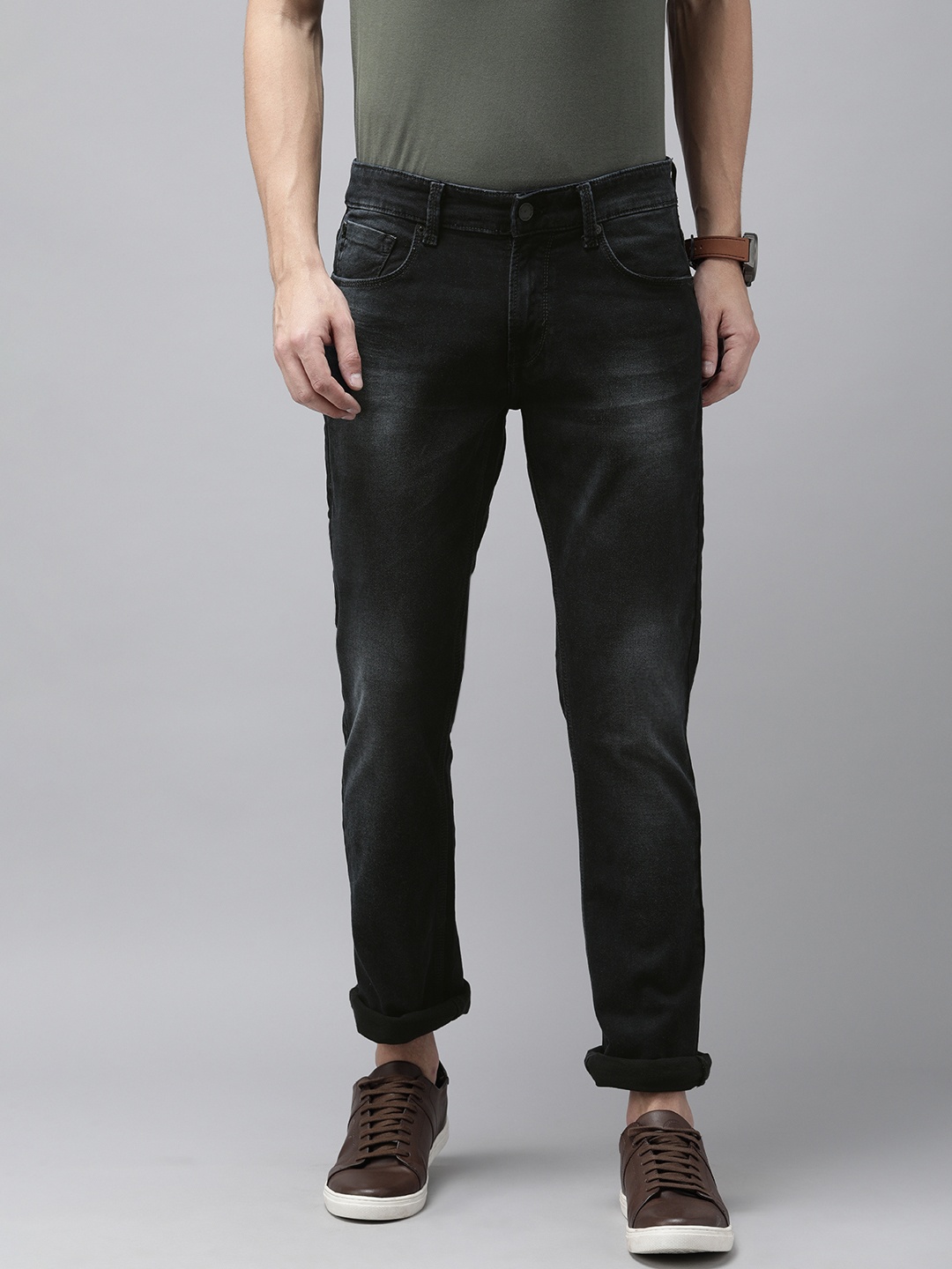 

SPYKAR Men Black Rover Regular Fit Light Fade Stretchable Jeans