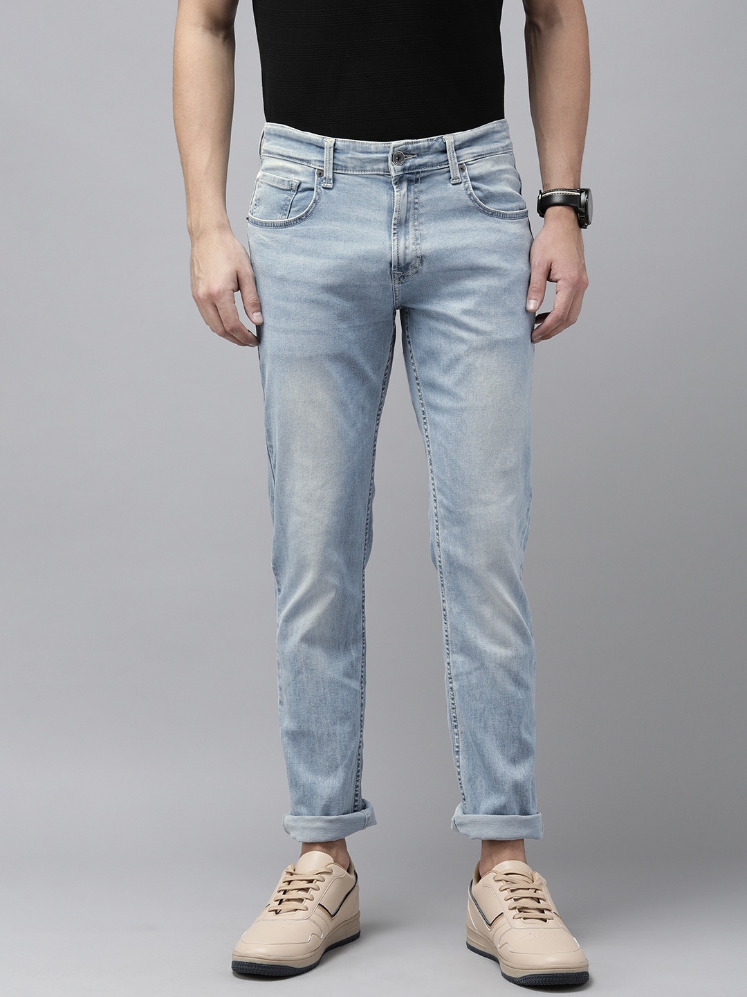 

SPYKAR Men Blue Ricardo Comfort Straight Fit Mid-Rise Clean Look Stretchable Jeans