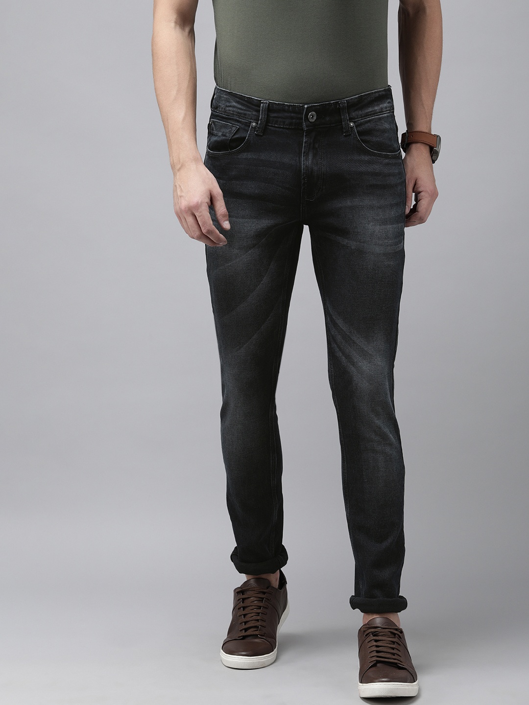 

SPYKAR Men Black Skinny Fit Low-Rise Light Fade Stretchable Jeans