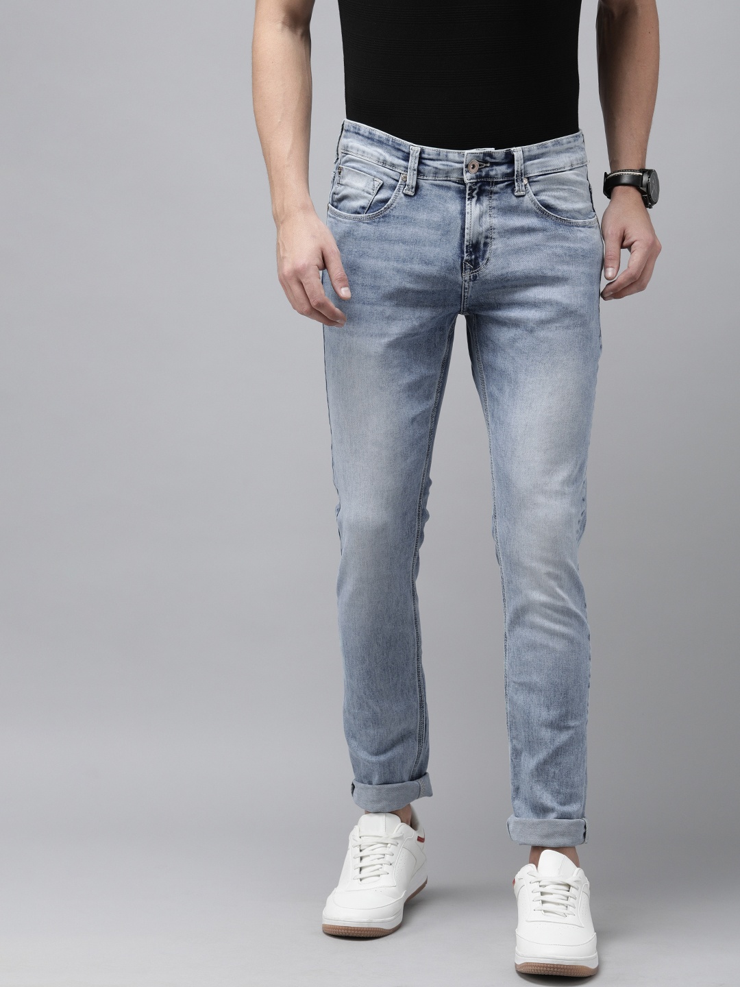 

SPYKAR Men Blue Skinny Fit Low-Rise Heavy Fade Stretchable Jeans
