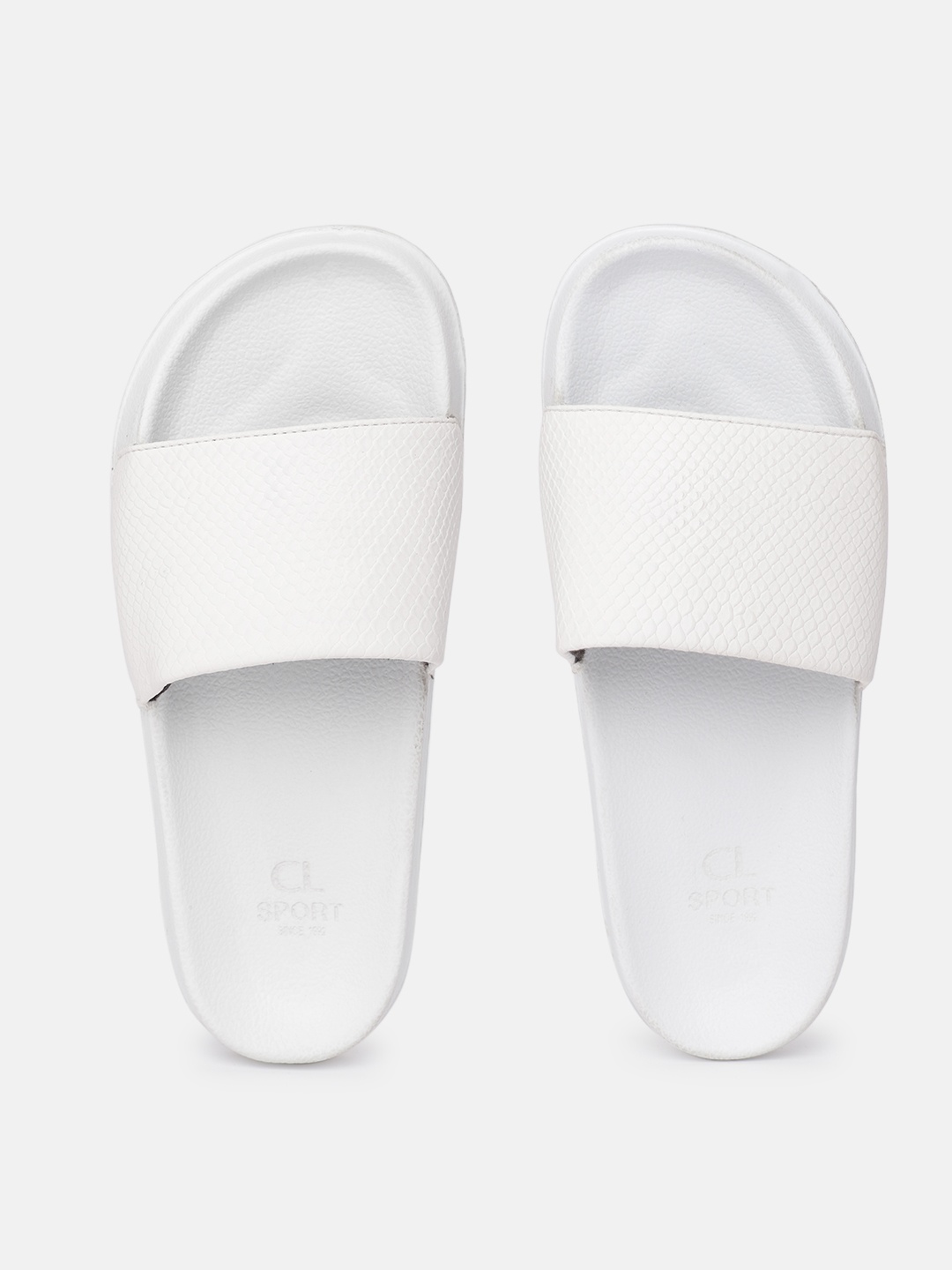 

Carlton London sports Women Off-White Snakeskin Textured Sliders