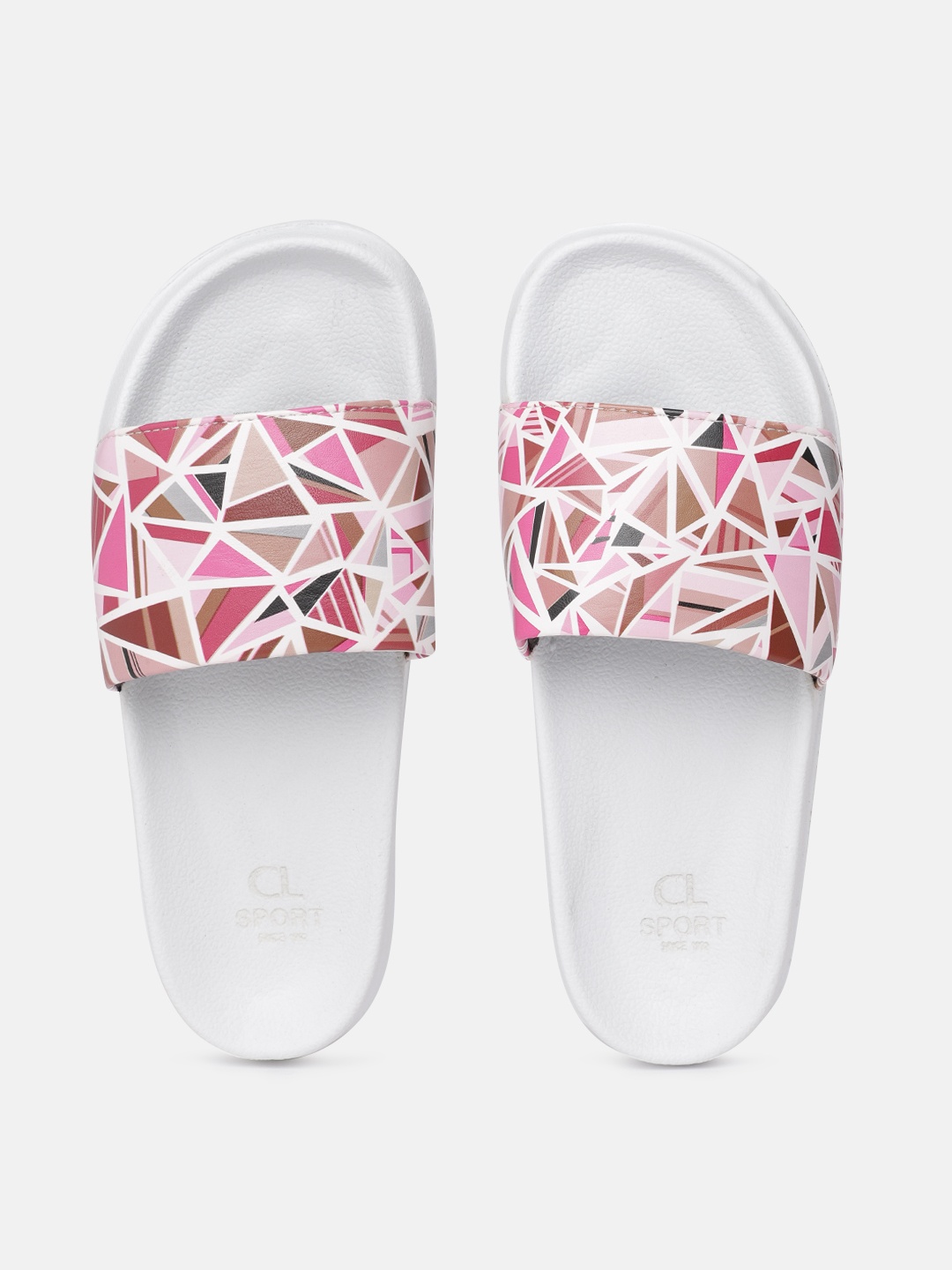 

Carlton London sports Women White & Pink Geometric Print Sliders
