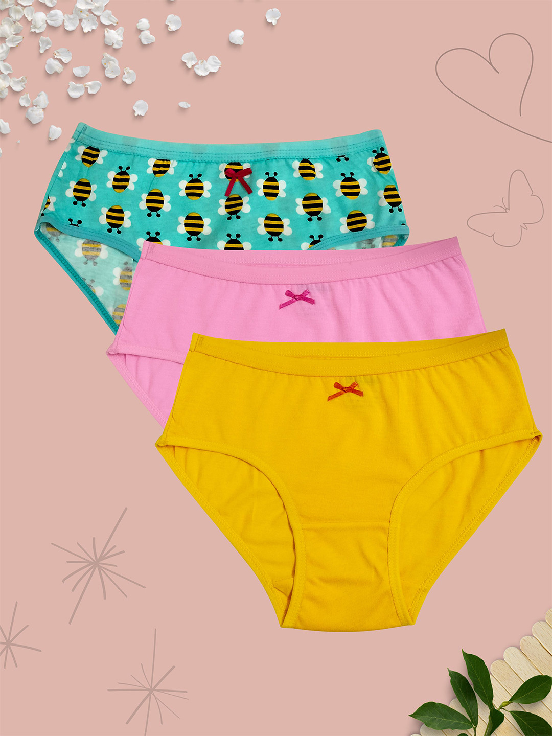 

DChica Girls Pack Of 3 Grey Melange Cotton Basic Briefs DCPNAP6822/4-5