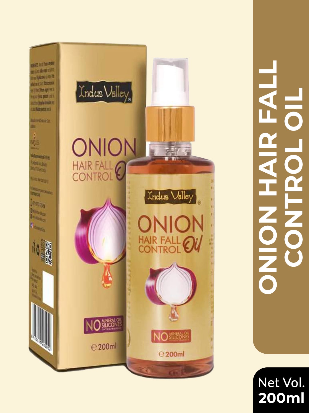 

Indus Valley Onion Hair Fall Control Oil 200 ml, Gold