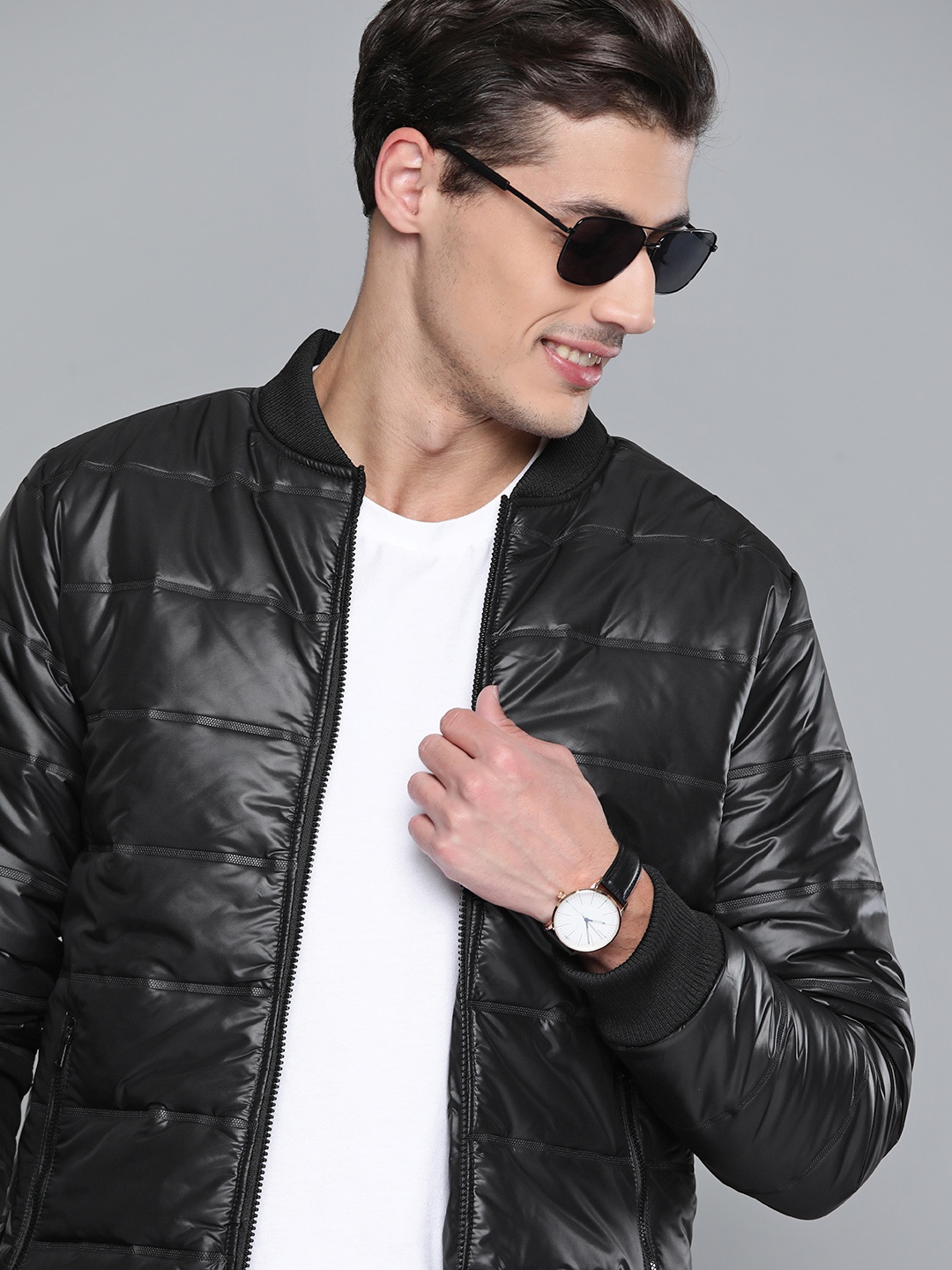 

HERE&NOW Men Black Padded Jacket