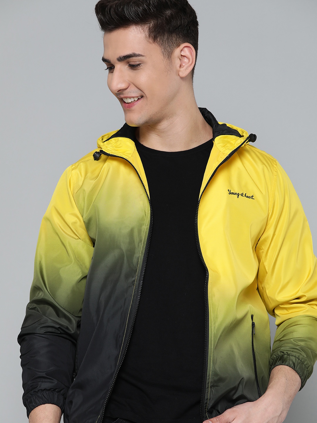 

HERE&NOW Men Black & Yellow Ombre Tailored Jacket