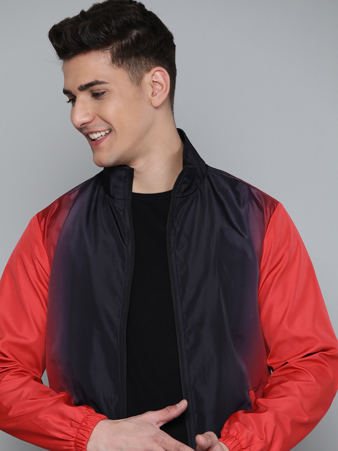 

HERE&NOW Men Red & Black Ombre Tailored Jacket